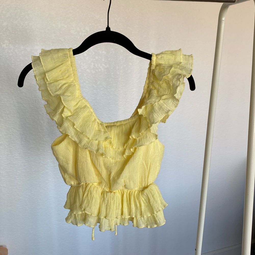 Yellow Ruffle Tie Top - Picture 5 of 5